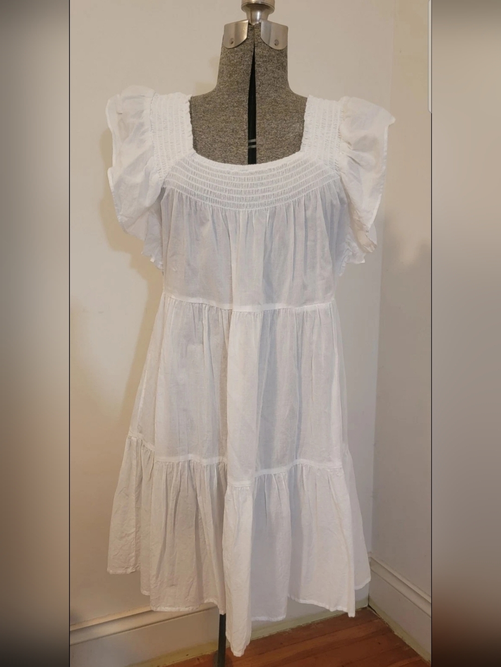 J. Crew Womens 100% Cotton White Beach/Summer Dress Cottagecore Feminine